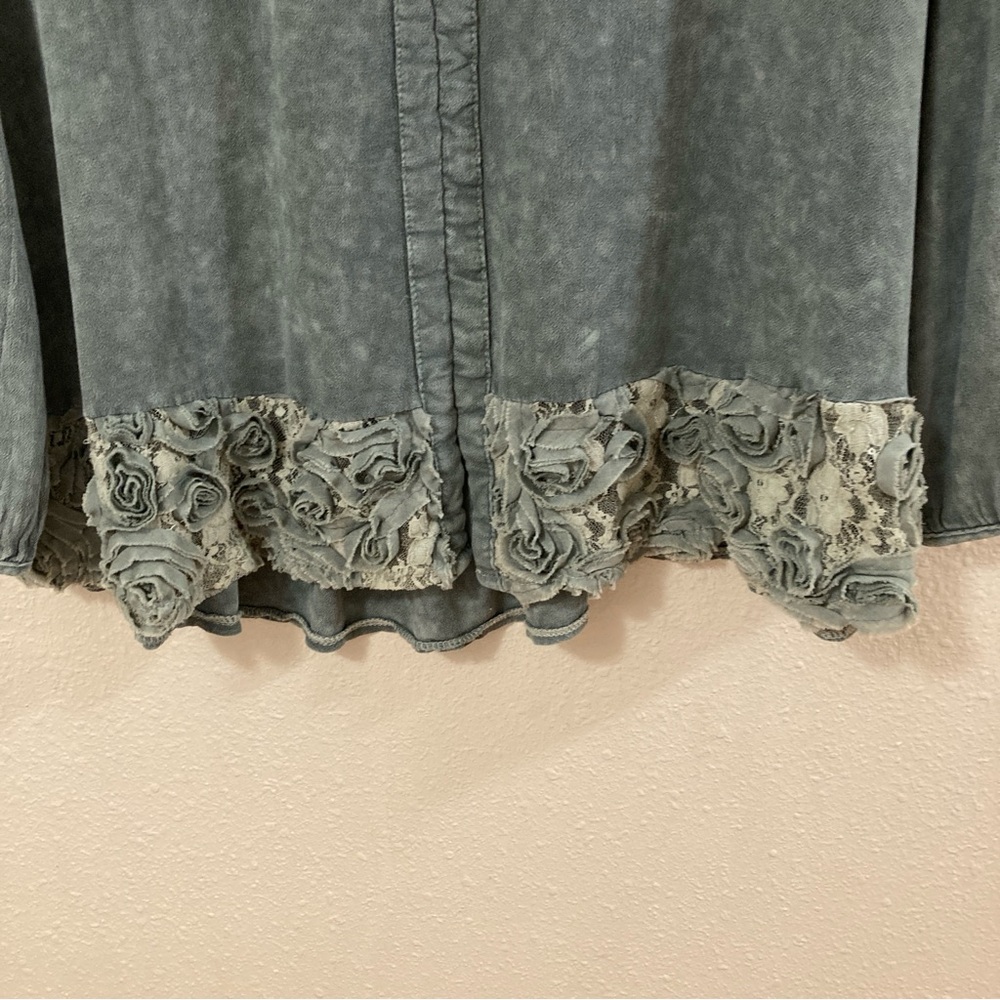Simply Couture Women’s Blouse Gray Embellished Long Sleeve Size S Bohemian - Picture 4 of 14